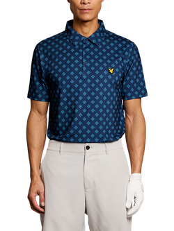 Lyle & Scott Golf Argyle Polo Shirt, Navy Peony