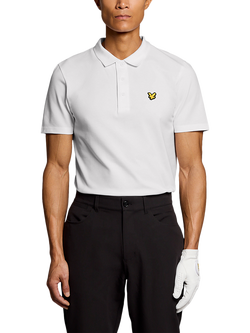 Lyle & Scott Golf Cotton Blend Regular Fit Short Sleeve Polo Shirt, White