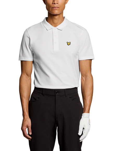 Lyle & Scott Golf Cotton Blend Regular Fit Short Sleeve Polo Shirt, White
