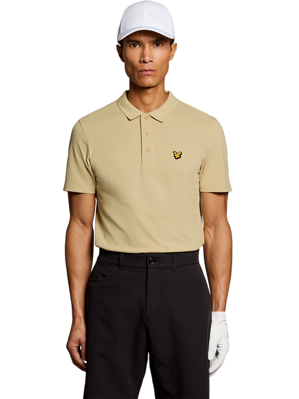 Lyle & Scott Golf Cotton Blend Regular Fit Short Sleeve Polo Shirt, Mojave