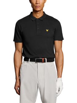 Lyle & Scott Golf Cotton Blend Regular Fit Short Sleeve Polo Shirt, Jet Black