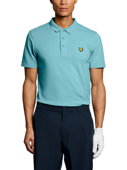 Lyle & Scott Golf Cotton Blend Regular Fit Short Sleeve Polo Shirt, Aquamarine Blue