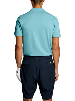 Lyle & Scott Golf Cotton Blend Regular Fit Short Sleeve Polo Shirt - view 2, Aquamarine Blue