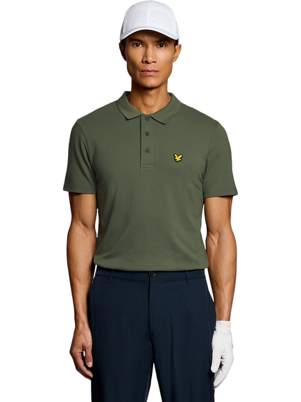 Lyle & Scott Golf Cotton Blend Regular Fit Short Sleeve Polo Shirt, Cactus Green, Cactus Green