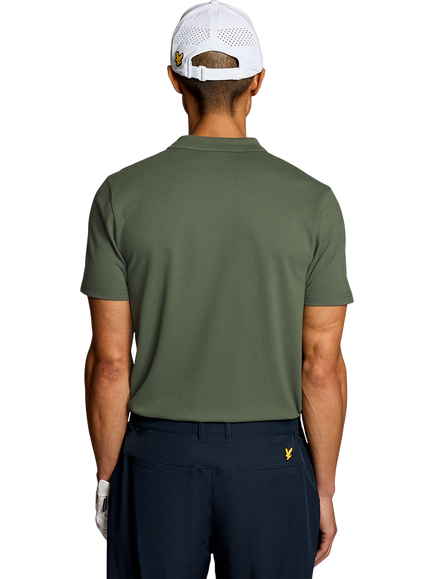 Lyle & Scott Golf Cotton Blend Regular Fit Short Sleeve Polo Shirt, Cactus Green - view 2, Cactus Green