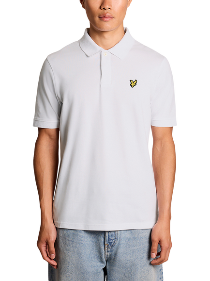 Lyle & Scott Cotton Blend Regular Fit Short Sleeve Jacquard Polo Shirt, White, White