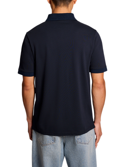 Lyle & Scott Stretch Cotton Jacquard Collar Polo Shirt, Dark Navy - view 2, Dark Navy