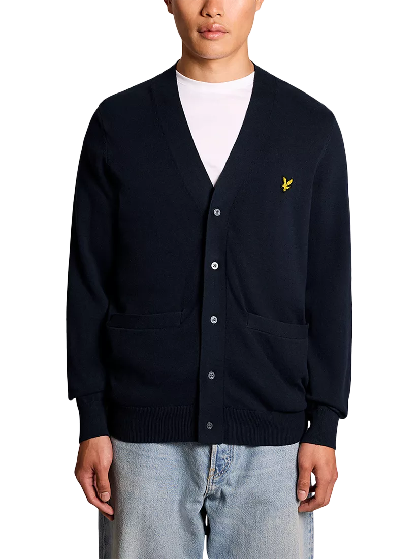 Lyle & Scott Cotton V-Neck Cardigan, Dark Navy