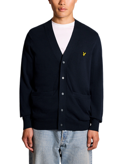 Lyle & Scott Cotton V-Neck Cardigan, Dark Navy, Dark Navy