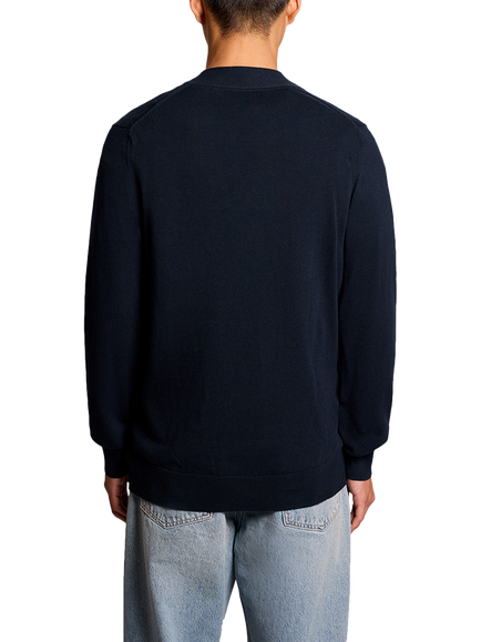 Lyle & Scott Cotton V-Neck Cardigan, Dark Navy - view 2, Dark Navy