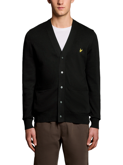 Lyle & Scott V-Neck Cotton Cardigan, Jet Black, Jet Black