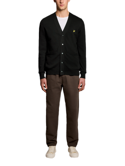 Lyle & Scott V-Neck Cotton Cardigan, Jet Black - view 2, Jet Black