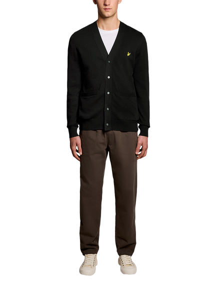 Lyle & Scott V-Neck Cotton Cardigan, Jet Black - view 2, Jet Black