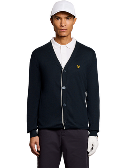 Lyle & Scott Golf Cotton Blend Cardigan, Dark Navy, Dark Navy