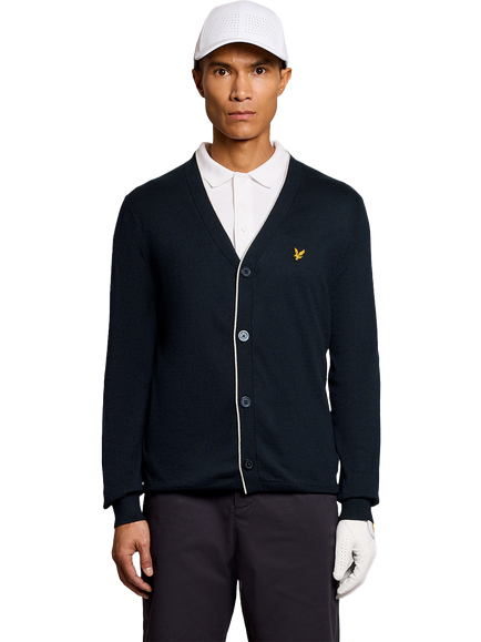 Lyle & Scott Golf Cotton Blend Cardigan, Dark Navy