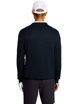 Lyle & Scott Golf Cotton Blend Cardigan, Dark Navy - view 2, Dark Navy