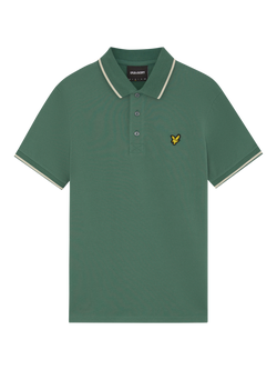 Lyle & Scott Cotton Rich Regular Fit Short Sleeve Tipped Polo Shirt, Everglade/Wheat, Everglade/Wheat