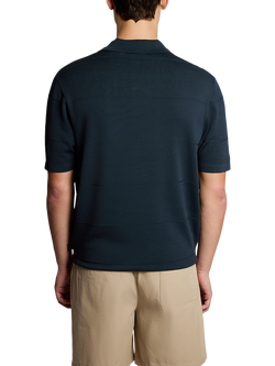 Lyle & Scott Tonal Stripe Knitted Polo Shirt, Carbon - view 2, Carbon