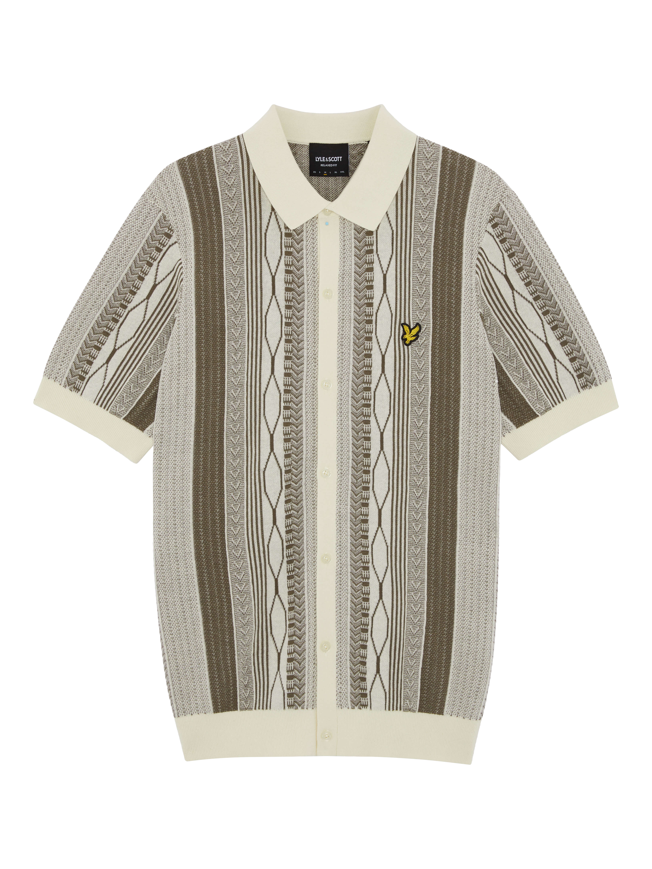 Lyle & Scott Cotton Brocade Jacquard Short Sleeve Knitted Shirt
