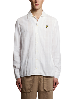 Lyle & Scott Cotton Check Long Sleeve Revere Collar Shirt, White, White