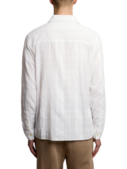 Lyle & Scott Cotton Check Long Sleeve Revere Collar Shirt, White - view 2, White