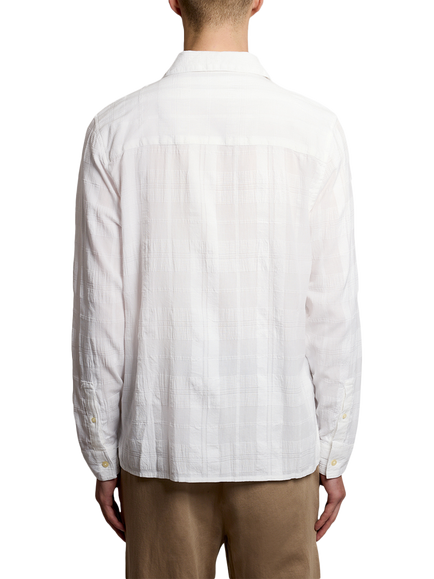 Lyle & Scott Cotton Check Long Sleeve Revere Collar Shirt, White - view 2, White