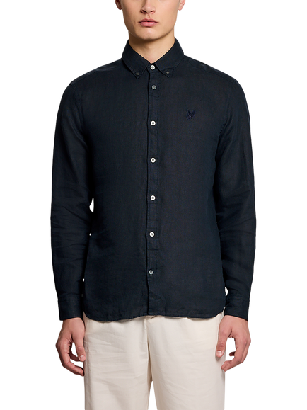 Lyle & Scott Linen Regular Fit Shirt, 626 White, Carbon