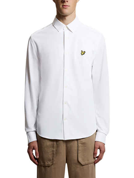 Lyle & Scott Cotton Blend Regular Fit Pique Jersey Shirt, White, White