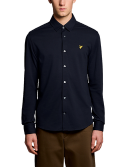 Lyle & Scott Cotton Blend Regular Fit Pique Shirt, Dark Navy, Dark Navy