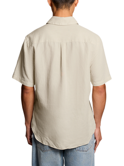 Lyle & Scott Linen Blend Regular Fit Short Sleeve Shirt, Dark Navy - view 2, Cove