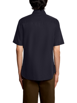 Lyle & Scott Linen Blend Regular Fit Short Sleeve Shirt, Dark Navy - view 2, Dark Navy