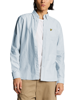 Lyle & Scott Cotton Regular Fit Stripe Oxford Shirt, Light Blue/White, Light Blue/White