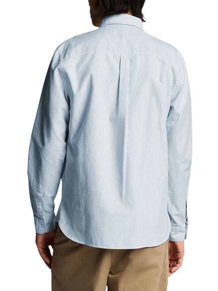 Lyle & Scott Cotton Regular Fit Stripe Oxford Shirt - view 2, Light Blue/White