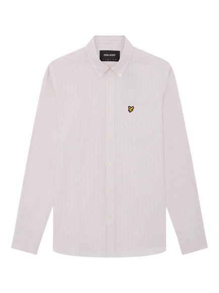 Lyle & Scott Cotton Regular Fit Stripe Oxford Shirt, Grapefruit/White