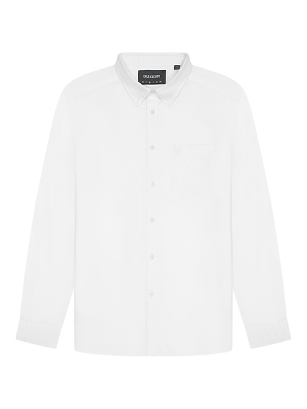 Lyle & Scott Cotton Tonal Eagle Plain Oxford Shirt, White, White