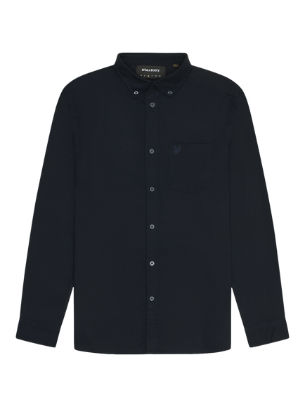 Lyle & Scott Tonal Eagle Plain Oxford Shirt, Dark Navy, Dark Navy