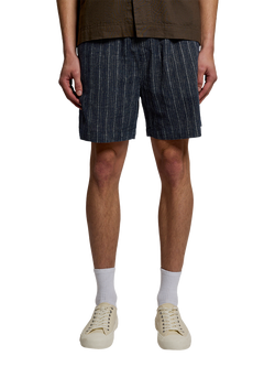 Lyle & Scott Linen Blend Ticking Stripe Shorts, Dark Navy, Dark Navy