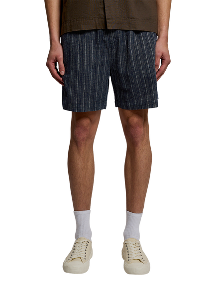 Lyle & Scott Linen Blend Ticking Stripe Shorts, Dark Navy, Dark Navy