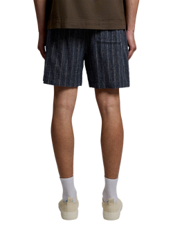 Lyle & Scott Linen Blend Ticking Stripe Shorts, Dark Navy - view 2, Dark Navy