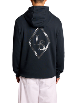 Lyle & Scott Chrome Eagle Graphic Hoodie, Dark Navy - view 2, Dark Navy