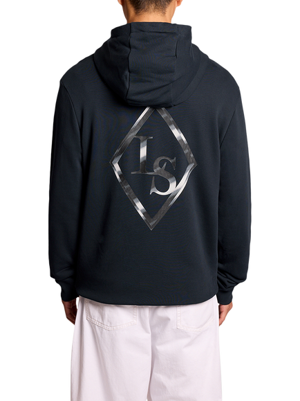 Lyle & Scott Chrome Eagle Graphic Hoodie, Dark Navy - view 2, Dark Navy
