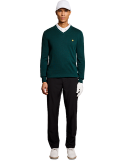 Lyle & Scott Golf V-Neck Cotton Blend Jumper, Mediterranea - view 2, Mediterranea