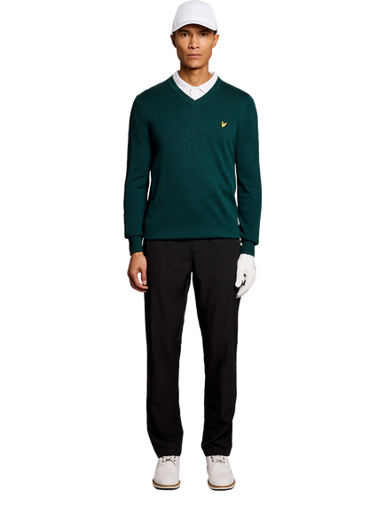 Lyle & Scott Golf V-Neck Cotton Blend Jumper, Mediterranea - view 2, Mediterranea