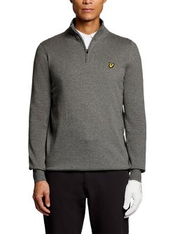 Lyle & Scott Golf Cotton Blend Quarter Zip Jumper, Mid Grey Marl, Mid Grey Marl