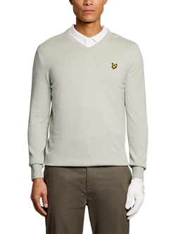Lyle & Scott Golf Cotton Rich V-Neck Jumper, Cloud
