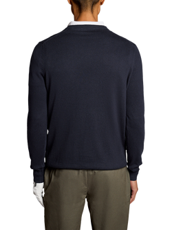 Lyle & Scott Golf Cotton Rich V-Neck Jumper - view 2, Dark Navy