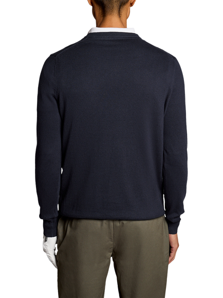 Lyle & Scott Golf Cotton Rich V-Neck Jumper - view 2, Dark Navy