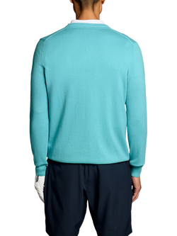Lyle & Scott Golf Cotton Blend V-Neck Jumper, Aquamarine Blue - view 2, Aquamarine Blue