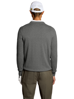 Lyle & Scott Golf Cotton Rich V-Neck Jumper - view 2, Mid Grey Marl
