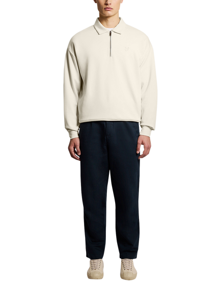 Lyle & Scott Relaxed Collared Interlock Sweatshirt, Y081 Birch, Y081 Birch